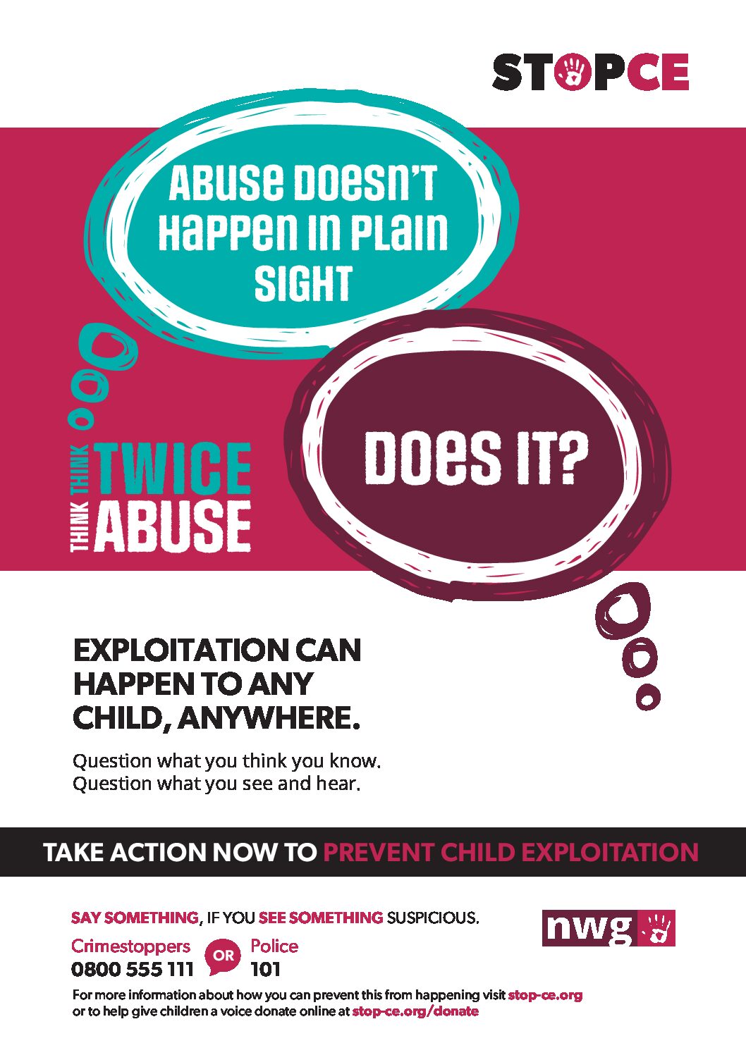 Exploitation can happen to any child, anywhere……..